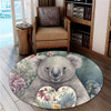 Australia Koala Round Rug -  Koala Holding A Heart Adorned With Flowers Round Rug