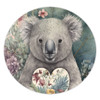 Australia Koala Round Rug -  Koala Holding A Heart Adorned With Flowers Round Rug