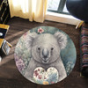 Australia Koala Round Rug -  Koala Holding A Heart Adorned With Flowers Round Rug