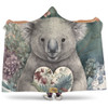 Australia Koala Hooded Blanket -  Koala Holding A Heart Adorned With Flowers Hooded Blanket