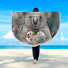 Australia Koala Beach Blanket -  Koala Holding A Heart Adorned With Flowers Beach Blanket