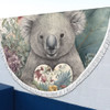 Australia Koala Beach Blanket -  Koala Holding A Heart Adorned With Flowers Beach Blanket