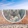 Australia Koala Beach Blanket -  Koala Holding A Heart Adorned With Flowers Beach Blanket