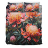 Australia Waratah Bedding Set - Waratah Oil Painting Abstract Ver2 Bedding Set