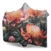 Australia Waratah Hooded Blanket - Waratah Oil Painting Abstract Ver2 Hooded Blanket