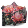 Australia Waratah Hooded Blanket - Waratah Oil Painting Abstract Ver3 Hooded Blanket