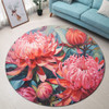 Australia Waratah Round Rug - Waratah Oil Painting Abstract Ver4 Round Rug