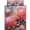 Australia Waratah Quilt Bed Set - Waratah Oil Painting Abstract Ver5 Quilt Bed Set