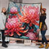 Australia Waratah Quilt - Waratah Oil Painting Abstract Ver5 Quilt