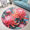 Australia Waratah Round Rug - Waratah Oil Painting Abstract Ver5 Round Rug