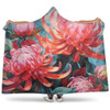 Australia Waratah Hooded Blanket - Waratah Oil Painting Abstract Ver5 Hooded Blanket