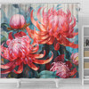 Australia Waratah Shower Curtain - Waratah Oil Painting Abstract Ver5 Shower Curtain