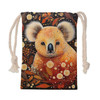 Australia Koala Drawstring Bag - Aboriginal Koala With Golden Wattle Flowers Drawstring Bag