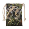 Australia Koala Drawstring Bag - Three Koalas with Gum Trees Ver1 Drawstring Bag