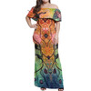 Australia Aboriginal Off Shoulder Long Dress - The Dream Time spiritual, colourful aboriginal style acrylic desgin  Off Shoulder Long Dress