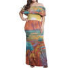 Australia Urulu Off Shoulder Long Dress - Urulu Mountain Oil Painting Art  Off Shoulder Long Dress