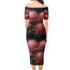 Australia Waratah Short Sleeve Off Shoulder Lady Dress - Waratah Flowers Fine Art Ver1 Short Sleeve Off Shoulder Lady Dress