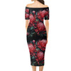 Australia Waratah Short Sleeve Off Shoulder Lady Dress - Waratah Flowers Fine Art Ver2 Short Sleeve Off Shoulder Lady Dress