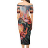 Australia Waratah Short Sleeve Off Shoulder Lady Dress - Waratah Oil Painting Abstract Ver2 Short Sleeve Off Shoulder Lady Dress