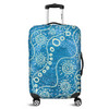 Australia Aboriginal Luggage Cover - River Scene in Aboriginal Dot Art Style Luggage Cover