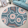 Australia Aboriginal Round Rug - Aboriginal Dot Design Artwork Pink and Turquoise Round Rug