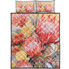 Australia Waratah Quilt Bed Set - Yellow Orange Waratah Flowers Art Quilt Bed Set