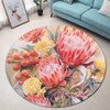 Australia Waratah Round Rug - Yellow Orange Waratah Flowers Art Round Rug