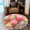 Australia Waratah Round Rug - Yellow Orange Waratah Flowers Art Round Rug