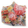 Australia Waratah Hooded Blanket - Yellow Orange Waratah Flowers Art Hooded Blanket