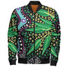 Australia Wattle Leaves Bomber Jacket - Aboriginal Dot Art And Wattle Leaves Bomber Jacket