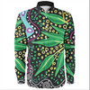 Australia Wattle Leaves Long Sleeve Shirts - Aboriginal Dot Art And Wattle Leaves Long Sleeve Shirts