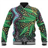 Australia Wattle Leaves Baseball Jacket - Aboriginal Dot Art And Wattle Leaves Baseball Jacket