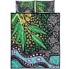 Australia Wattle Leaves Quilt Bed Set - Aboriginal Dot Art And Wattle Leaves Quilt Bed Set