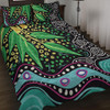 Australia Wattle Leaves Quilt Bed Set - Aboriginal Dot Art And Wattle Leaves Quilt Bed Set