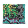 Australia Wattle Leaves Tapestry - Aboriginal Dot Art And Wattle Leaves Tapestry