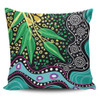 Australia Wattle Leaves Pillow Covers - Aboriginal Dot Art And Wattle Leaves Pillow Covers