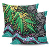 Australia Wattle Leaves Pillow Covers - Aboriginal Dot Art And Wattle Leaves Pillow Covers