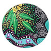 Australia Wattle Leaves Round Rug - Aboriginal Dot Art And Wattle Leaves Round Rug
