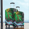 Australia Wattle Leaves Luggage Cover - Aboriginal Dot Art And Wattle Leaves Luggage Cover