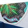 Australia Wattle Leaves Beach Blanket - Aboriginal Dot Art And Wattle Leaves Beach Blanket