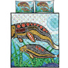 Australia Aboriginal Quilt Bed Set - Dugong Aboriginal Artwork With Mother And Baby
 Quilt Bed Set