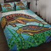 Australia Aboriginal Quilt Bed Set - Dugong Aboriginal Artwork With Mother And Baby
 Quilt Bed Set