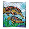 Australia Aboriginal Quilt - Dugong Aboriginal Artwork With Mother And Baby
 Quilt