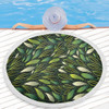 Australia Aboriginal Beach Blanket - Green Bush Leaves Seamless Beach Blanket