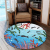 Australia Aboriginal Round Rug - Underwater Concept Aboriginal Art With Fish Round Rug