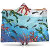 Australia Aboriginal Hooded Blanket - Underwater Concept Aboriginal Art With Fish Hooded Blanket