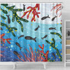Australia Aboriginal Shower Curtain - Underwater Concept Aboriginal Art With Fish Shower Curtain
