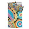 Australia Aboriginal Bedding Set - Australian Indigenous Aboriginal Art Vivid Pastel Colours Ver 1 Bedding Set