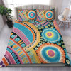 Australia Aboriginal Bedding Set - Australian Indigenous Aboriginal Art Vivid Pastel Colours Ver 1 Bedding Set