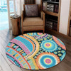 Australia Aboriginal Round Rug - Australian Indigenous Aboriginal Art Vivid Pastel Colours Ver 1 Round Rug